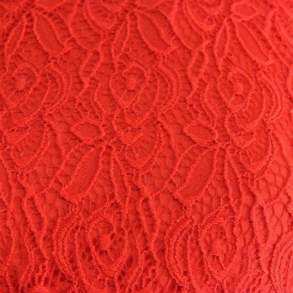 Long Sleeve Red Lace Crochet Cutout Skater Dress - Picture 7 of 9